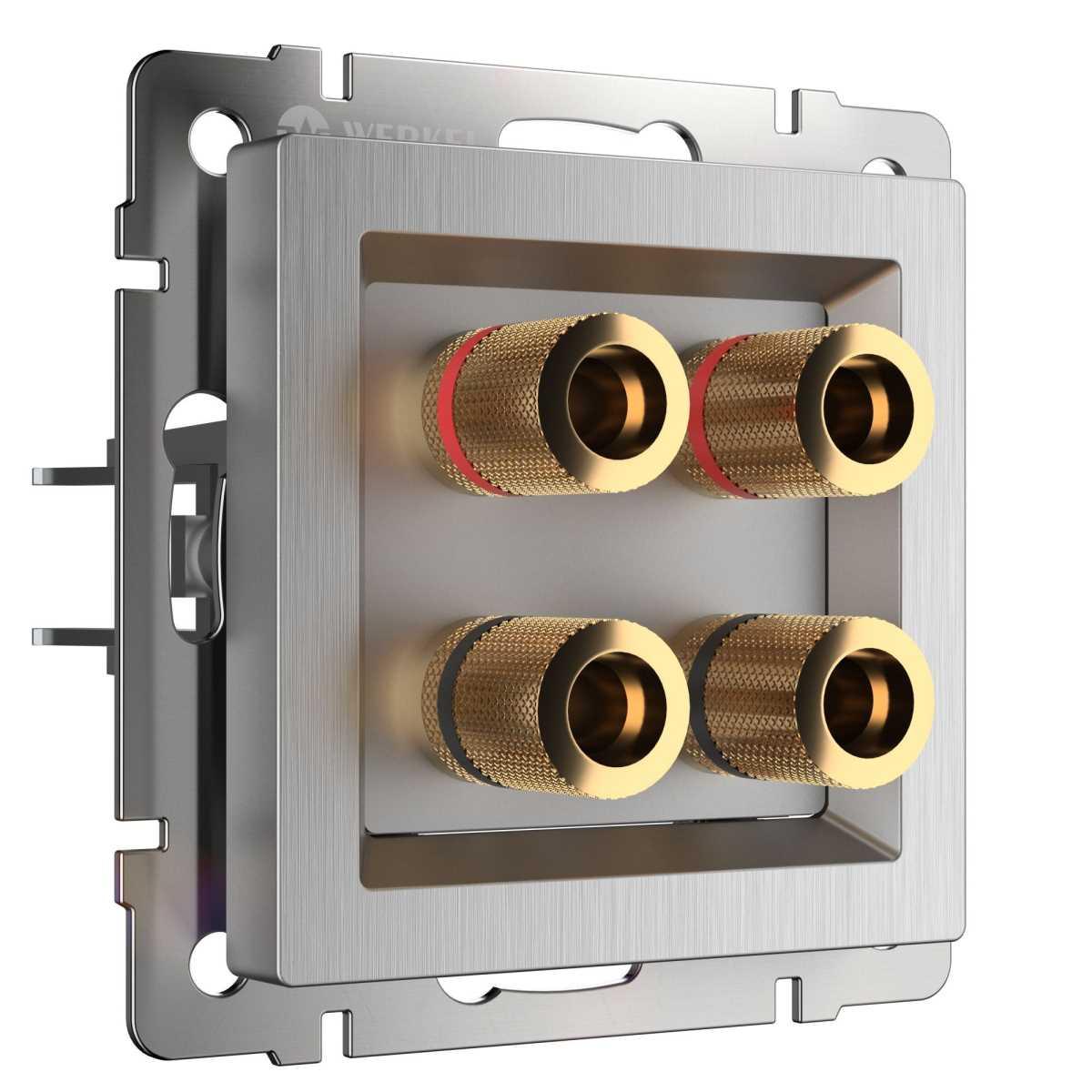 Акустическая розетка Werkel х4 cеребряный рифленый WL09-AUDIOx4 4690389085024