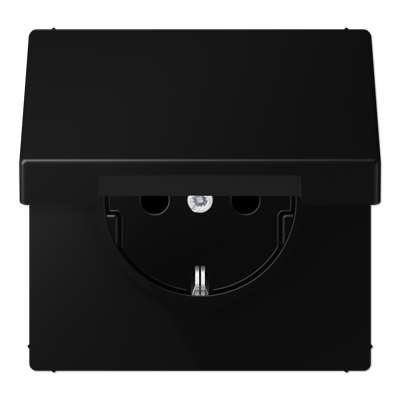 JUNG Штепсельная розетка SCHUKO 16A, 250V~  с защитой от детей и крышкой, матовый чёрный графит