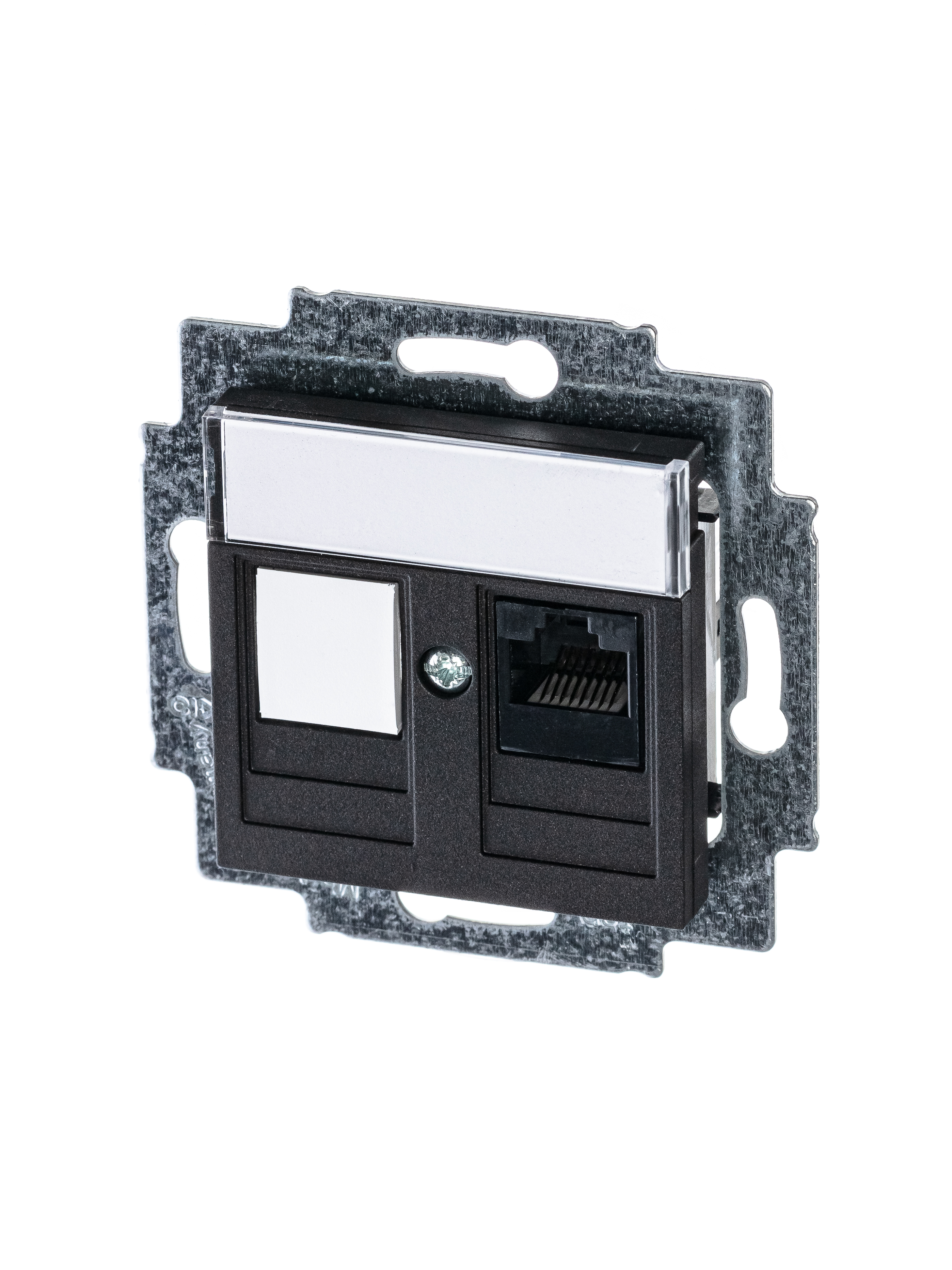 ABB EPJ Levit антрацит / дымчатый чёрный Розетка компьютерная RJ45 кат,5e+заглуш,, антрацит