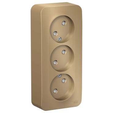 Systeme Electric Blanca наруж Титан Розетка 3-ая б/з со шторками 16А, 250В, изолир. пластина