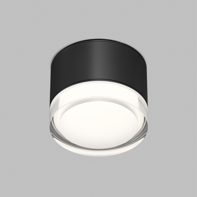 Накладной влагостойкий светильник AQUA, GX53, до 15 Вт, LED, IP44, черный, алюминий, акрил