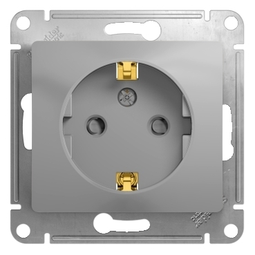 Systeme Electric Glossa Алюминий Розетка с/з со шторками