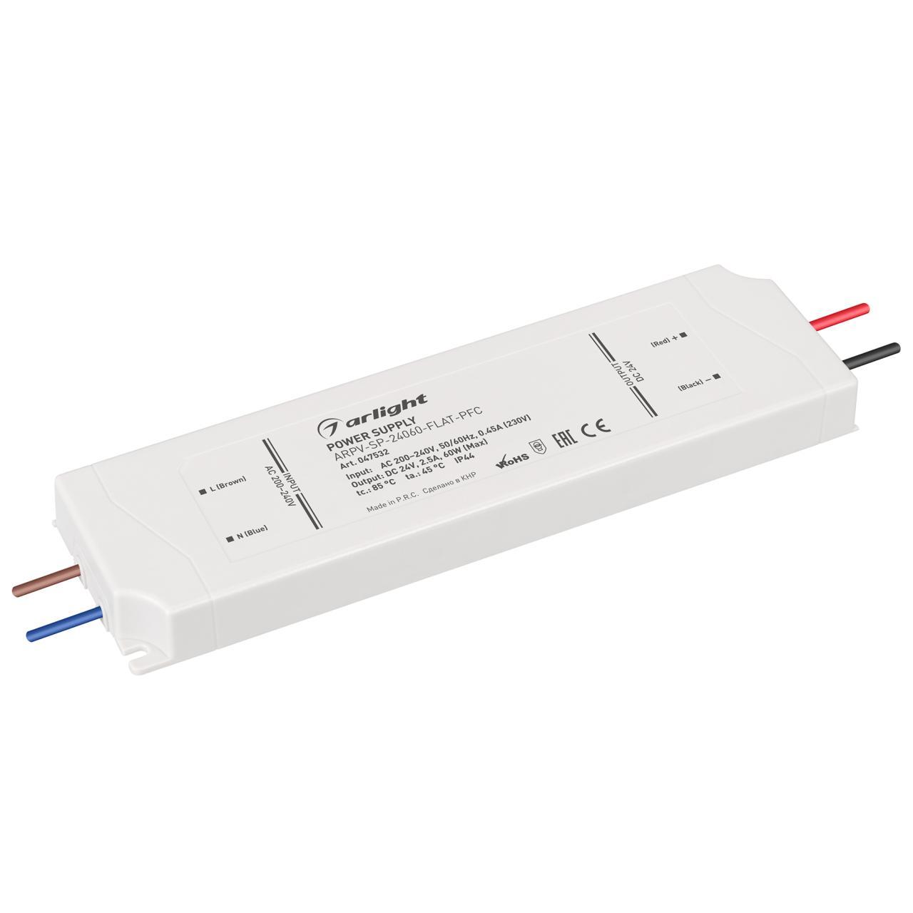 Блок питания Arligh ARPV-SP-24060-FLAT-PFC (24V, 2.5A, 60W) 047532