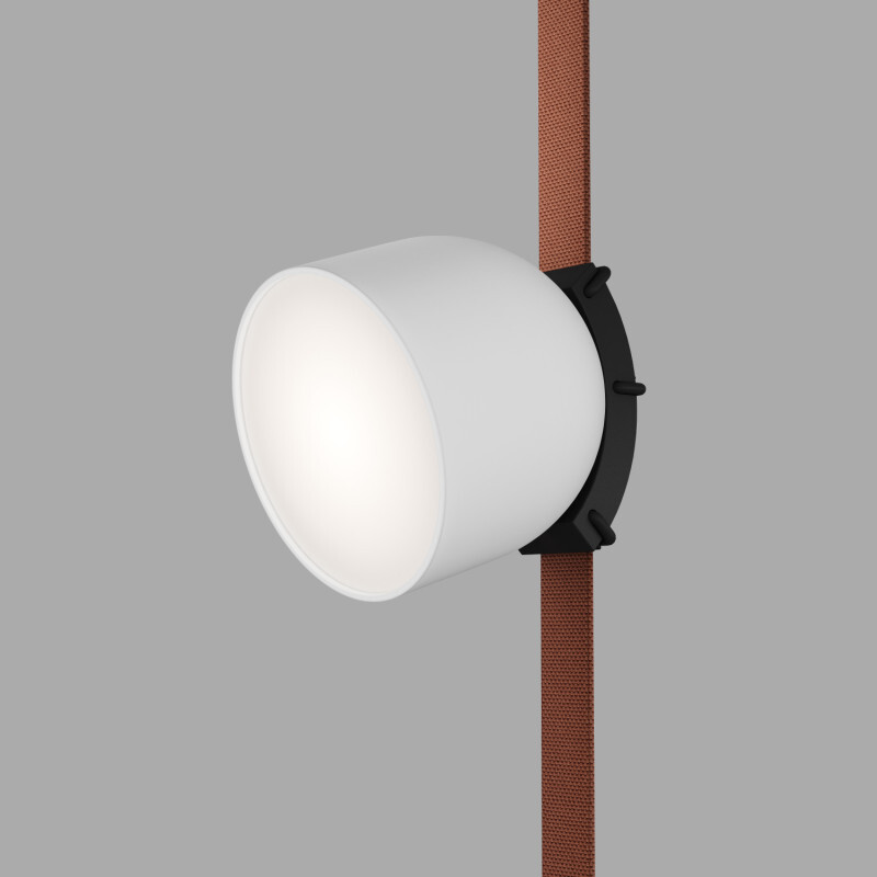 DK5642-WH+BK Поворотный светильник для трека-ремня Belty Smart, серия Spot, со светодиодом, D100*H107мм, 48V DC, 12W, RA90, 120°, 3000-5700K, IP20, белый с черным, алюминий
