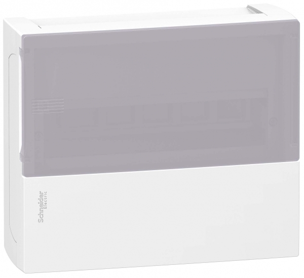 Schneider Electric RESI9 MP (Mini Pragma) Бокс навесной с дымчатой дверью 1 ряд/12 модулей, IP40, IK07, 63А, 2 клеммы, Италия