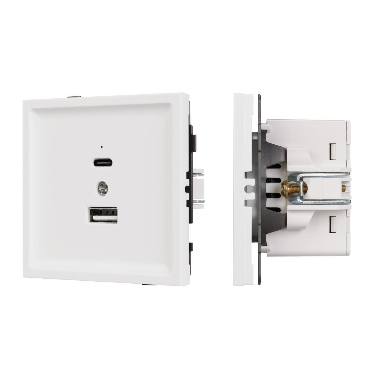 Механизм USB розетки SCT-TENDO-MUAC-PL-WH (5V, 3A, QC3) Arlight 054094