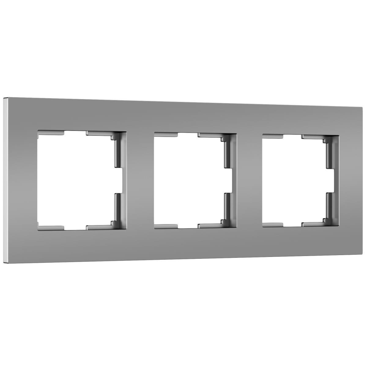 Рамка на 3 поста Werkel Slab серебро софт W0032965 4690389193460