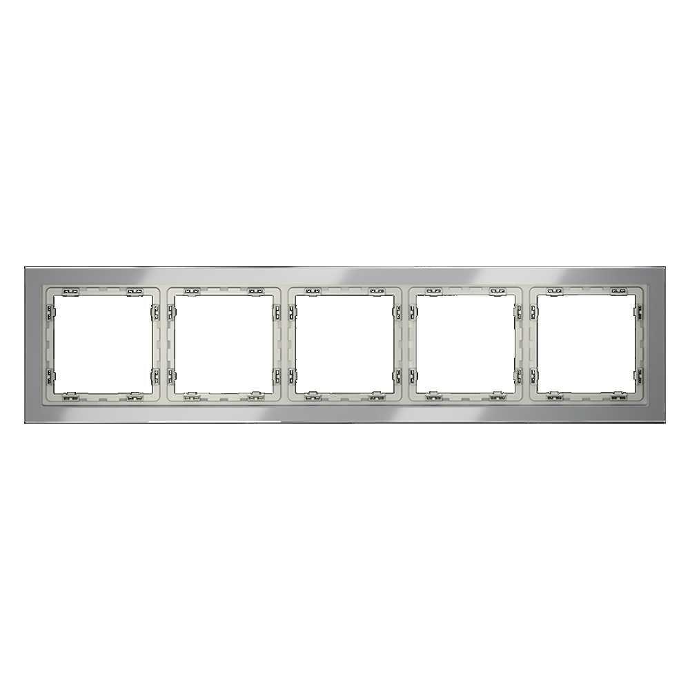Рамка стеклянная Voltum S70 на 5 постов, (сталь, стекло) VLS110505