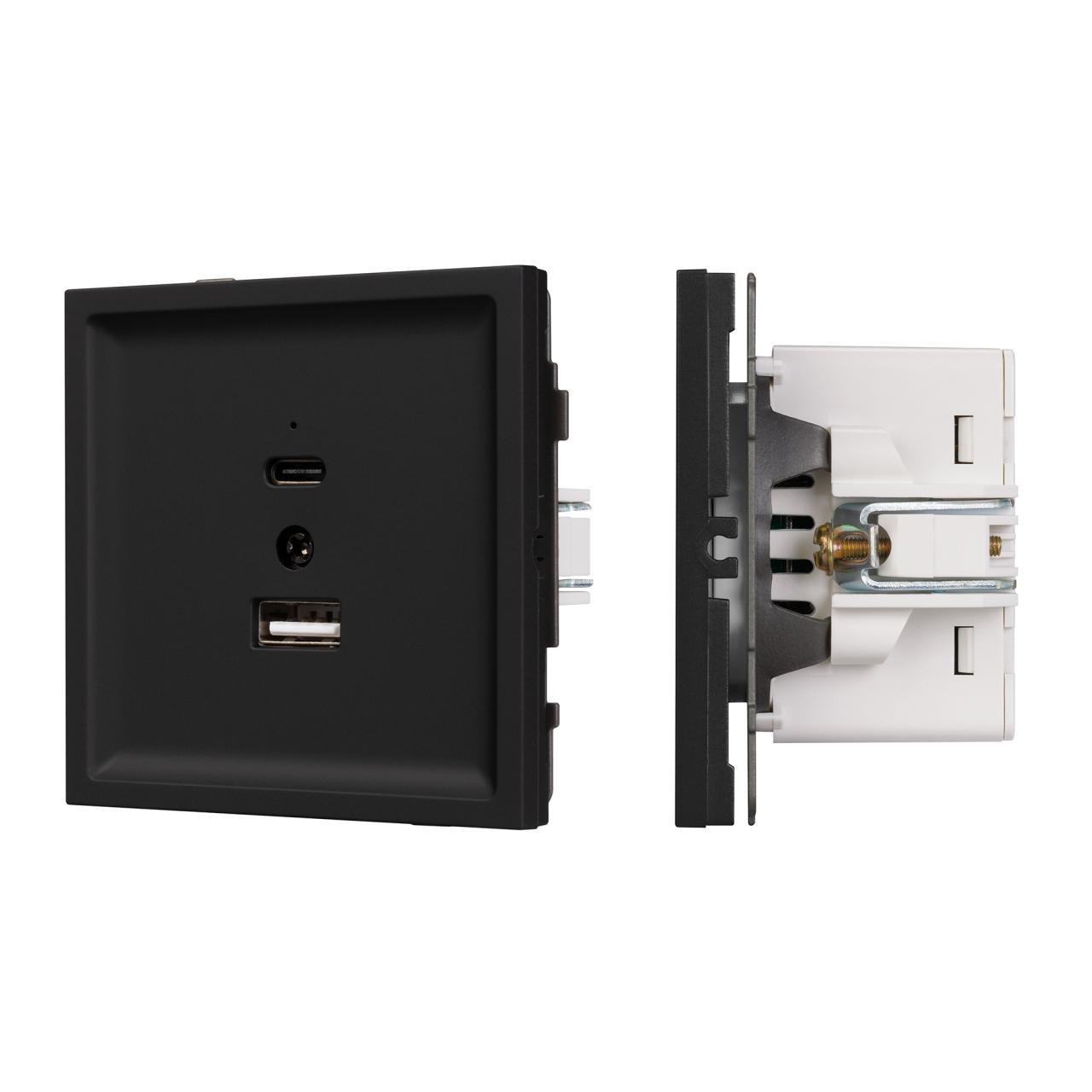 Механизм USB розетки SCT-TENDO-MUAC-SFPL-BK (5V, 3A, QC3) Arlight 054536