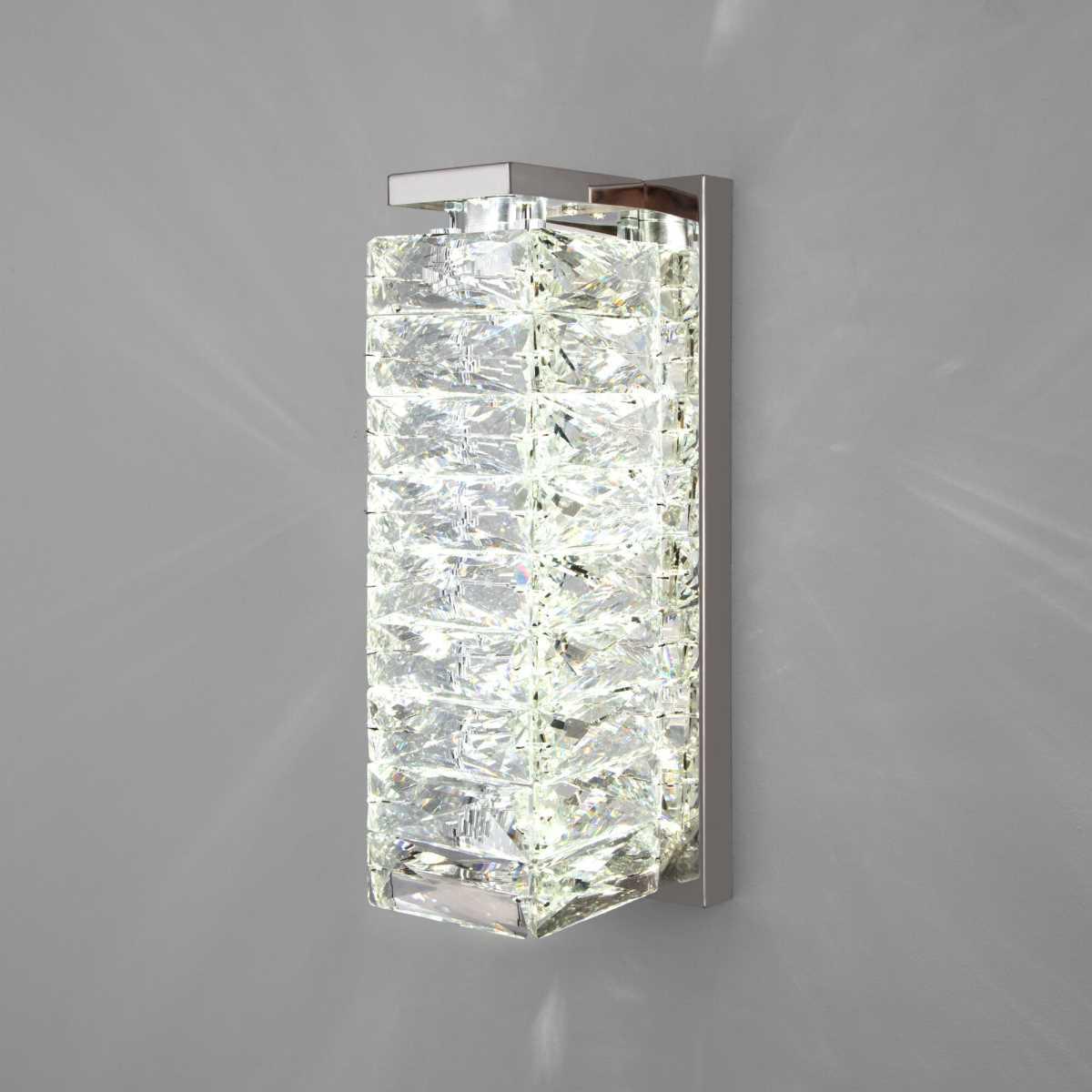 Настенный светодиодный светильник Eurosvet Blitz 40259 Led хром/ прозрачный хрусталь Strotskis