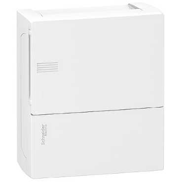 Schneider Electric RESI9 MP (Mini Pragma) Бокс навесной с белой дверью 1 ряд/8 модулей, IP40, IK07, 63А, 2 клеммы, Италия