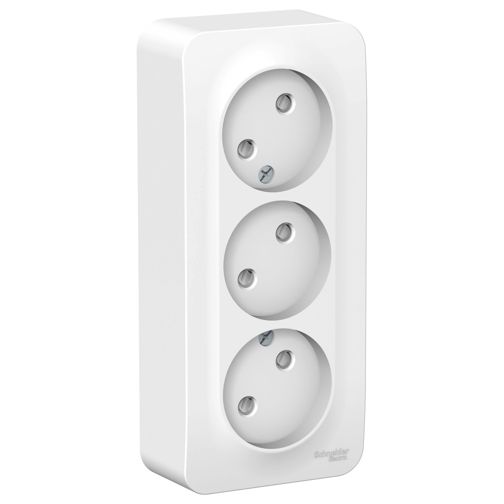 Systeme Electric Blanca наруж Бел Розетка 3-ая б/з со шторками 16А, 250В, изолир. пластина