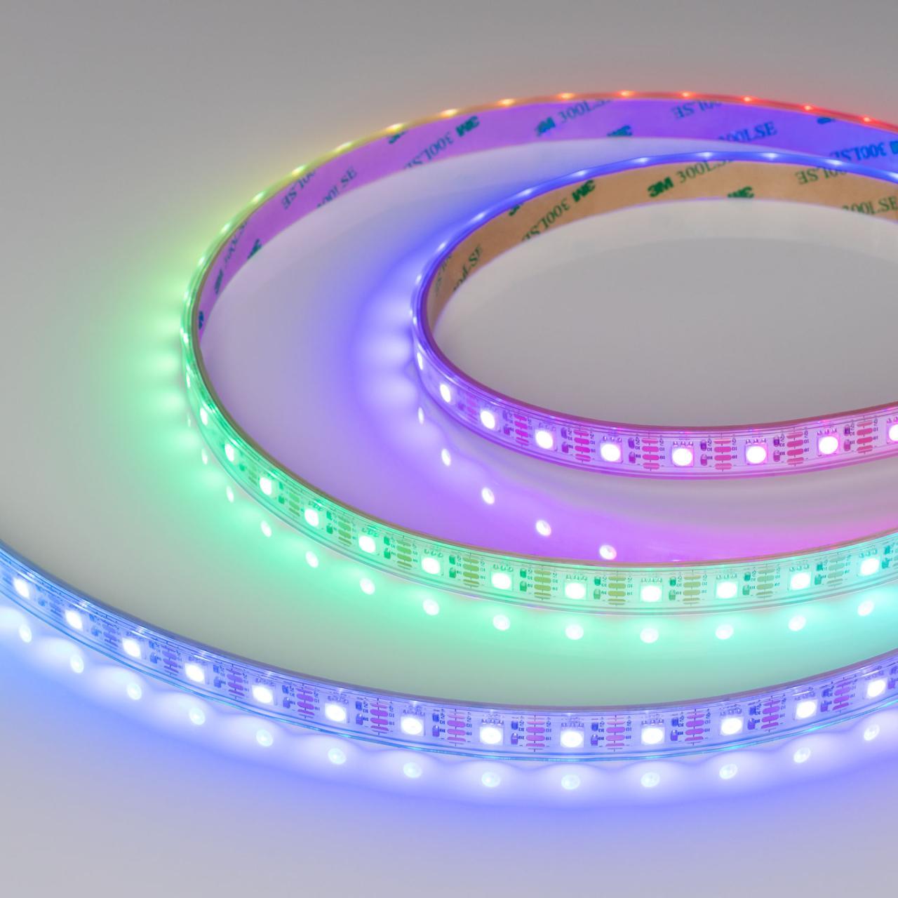 Светодиодная влагозащищенная лента Arlight Бегущий огонь 8W/m 60Led/m 5060SMD разноцветный 5M SPI-P-B60-12mm 12V RGB-PX1-BPT 041615(1)
