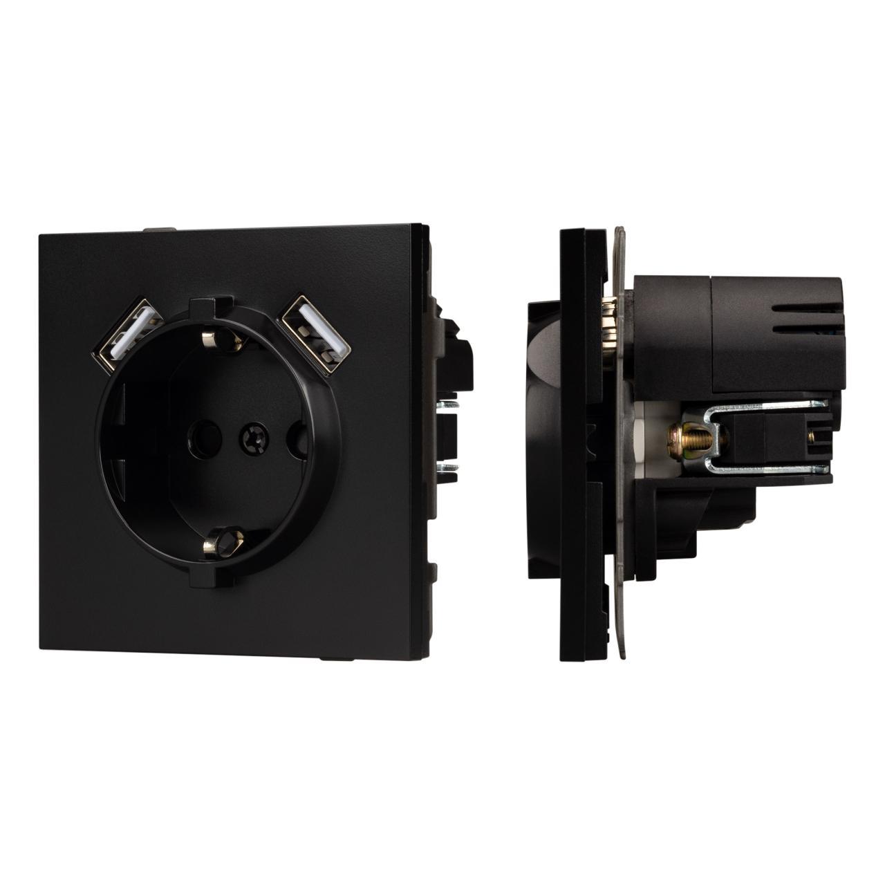 Механизм розетки с USB зарядкой SCT-TENDO-MUAA-PL-BK (230V, 16A) Arlight 054083