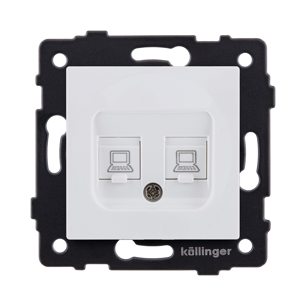 Розетка двойная Ethernet RJ45 Cat.5, белый матовый Kollinger REA-019WM для Aspekt, Eleganz, Reflex