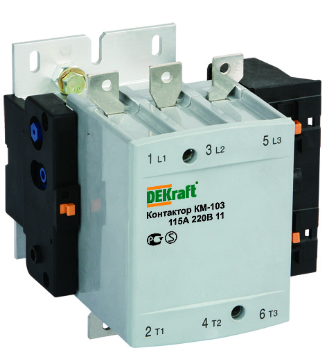 Dekraft Контактор 115А 220В АС3 1НО+1НЗ КМ-103