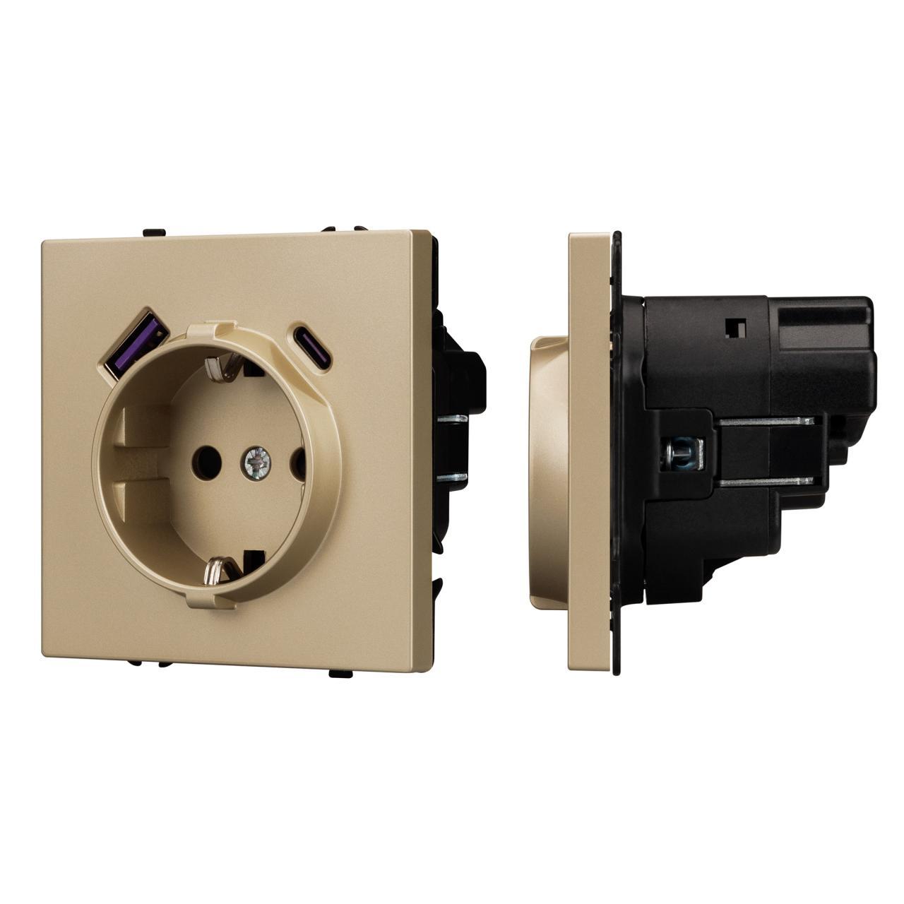 Механизм розетки с USB зарядкой SCT-NOBE-MUAC-SFPL-GD (230V, 16A) Arlight 054286