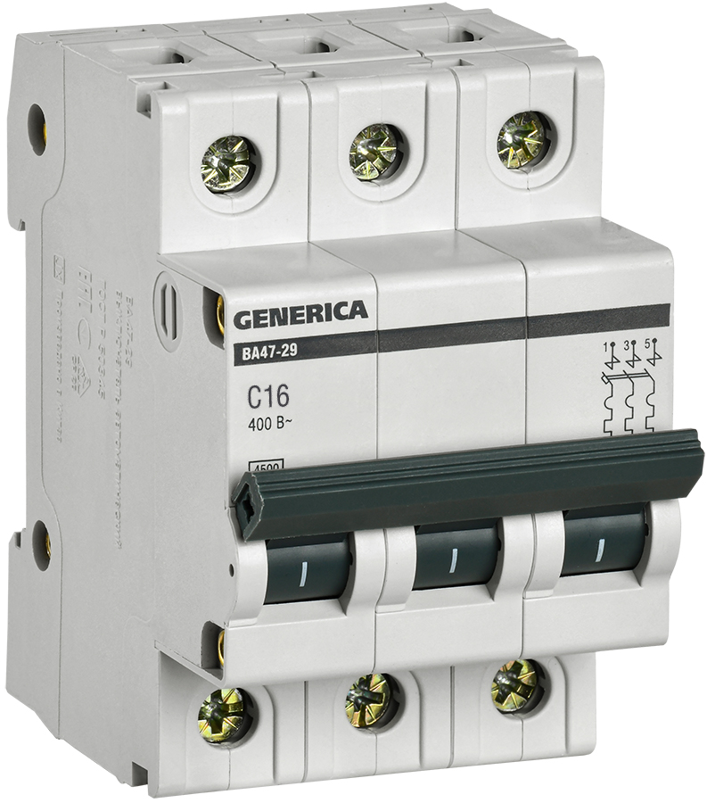 IEK GENERICA Авт. выкл. ВА47-29 3Р 16А 4,5кА х-ка С