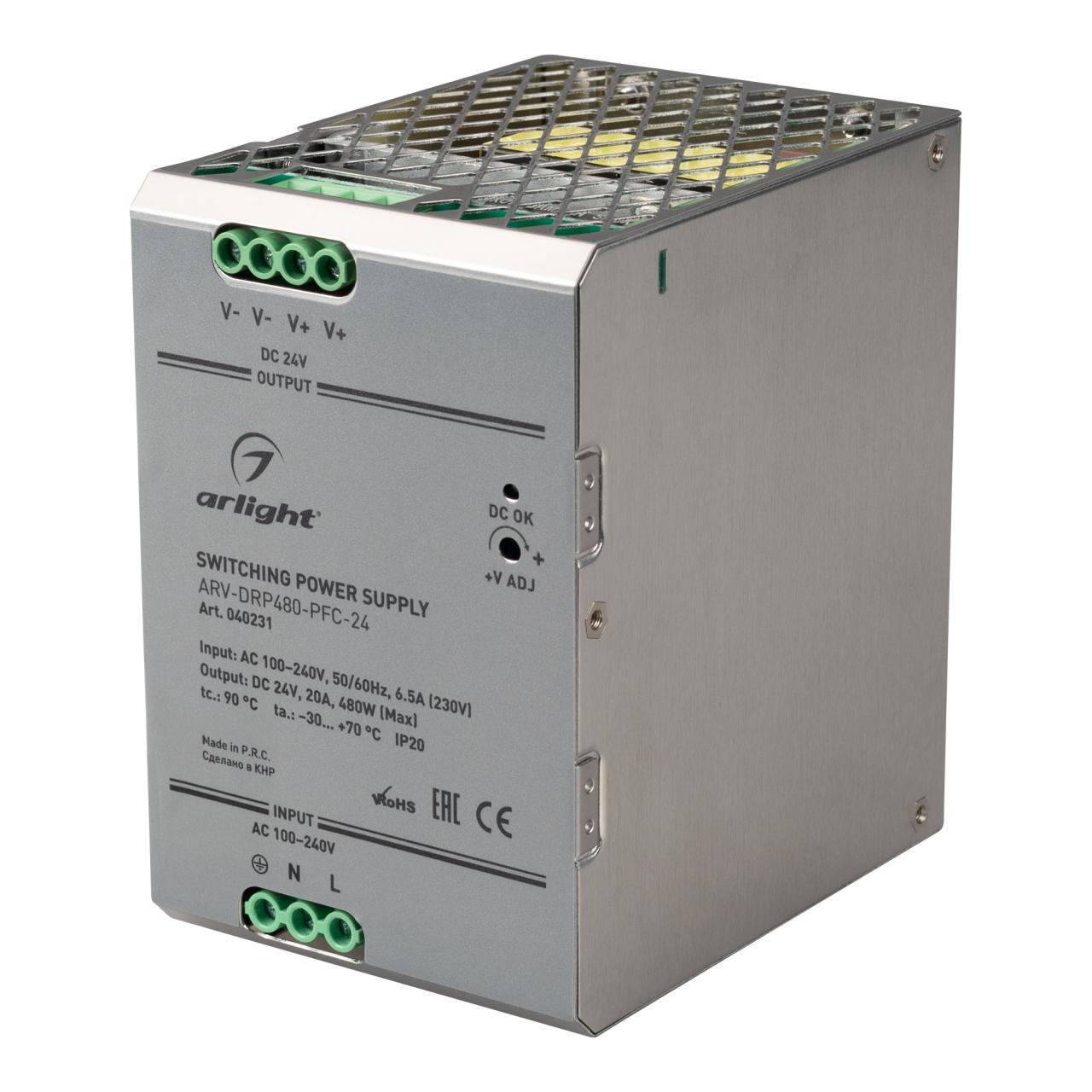Блок питания Arlight ARV-DRP480-PFC-24 24V 480W IP20 20A 040231
