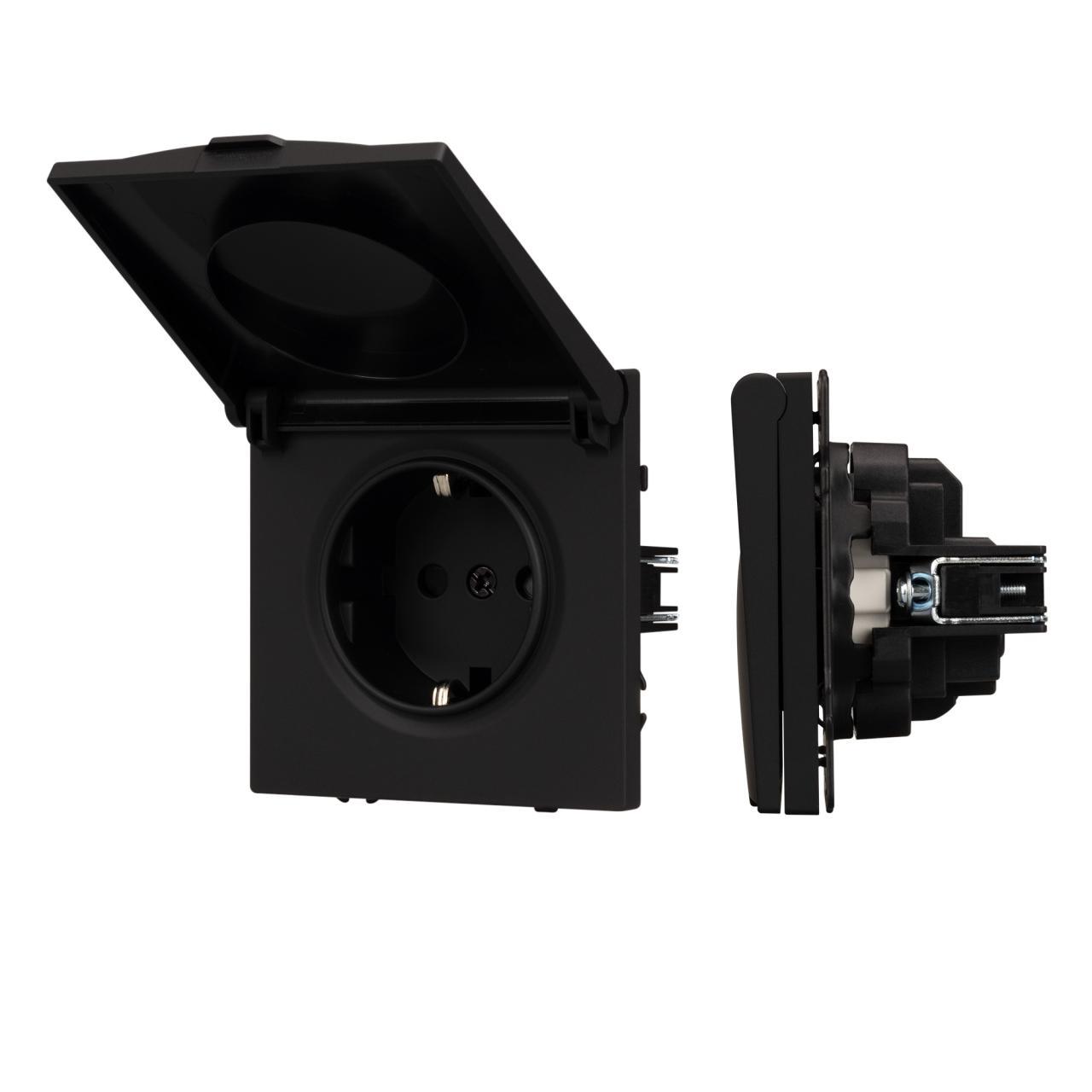 Механизм розетки влагозащищённый SCT-NOBE-MCP-SFPL-BK (230V, 16A) Arlight 054281