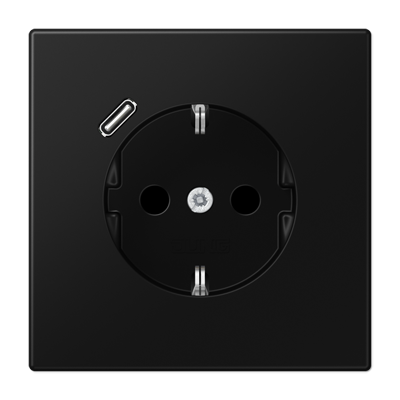JUNG LS 990 Черный матовый Розетка с USB-зарядным устройством, тип С, SCHUKO