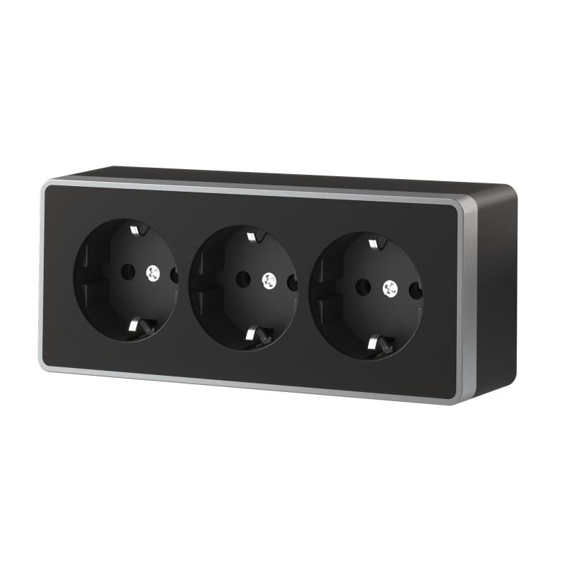Розетка Werkel W5073134 черный с серебром