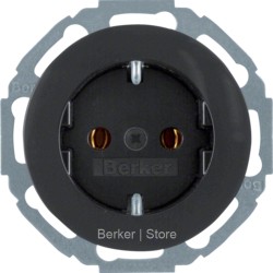 Berker R.classic Черный Розетка с/з с защитными шторками
