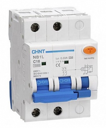 CHINT Диф. авт. выкл. NB1L-40 2P C25 100mA тип AC 6kA (R)