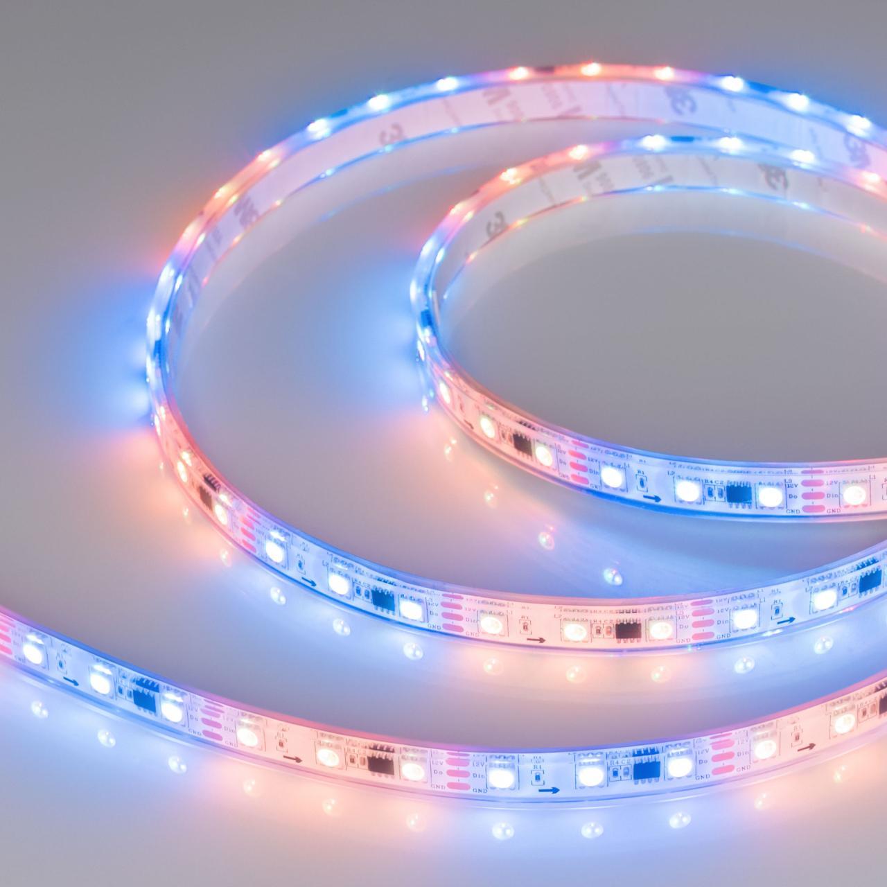 Светодиодная влагозащищенная лента Arlight 14,4W/m 60LED/m 5060SMD разноцветная 5M SPI-P-B60-12mm 12V RGB-PX3 026365(3)