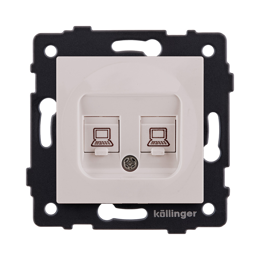 Розетка двойная Ethernet RJ45 Cat.5, кашемир матовый Kollinger REA-019CM для Aspekt, Eleganz, Reflex