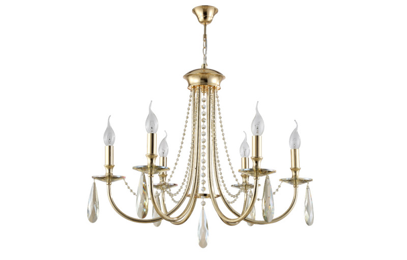 Подвесная люстра Crystal Lux VICTORIA SP6 GOLD/AMBER
