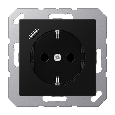 JUNG A Flow/A 550 Черный матовый Розетка с USB-зарядным устройством, тип С, SCHUKO