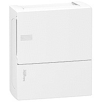 Schneider Electric RESI9 MP (Mini Pragma) Бокс навесной с белой дверью 1 ряд/8 модулей, IP40, IK07, 63А, 2 клеммы, Италия