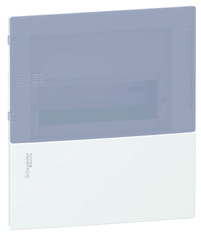 Schneider Electric RESI9 MP (Mini Pragma) Бокс встраеваемый с белой дверью 1 ряд/8 модулей, IP40, IK07, 63А, 2 клеммы, Италия