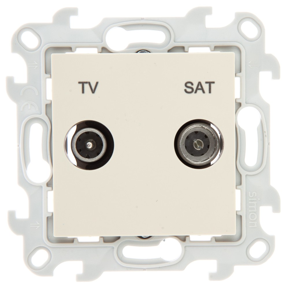 Simon 24 Слоновая кость Розетка TV-SAT проходная