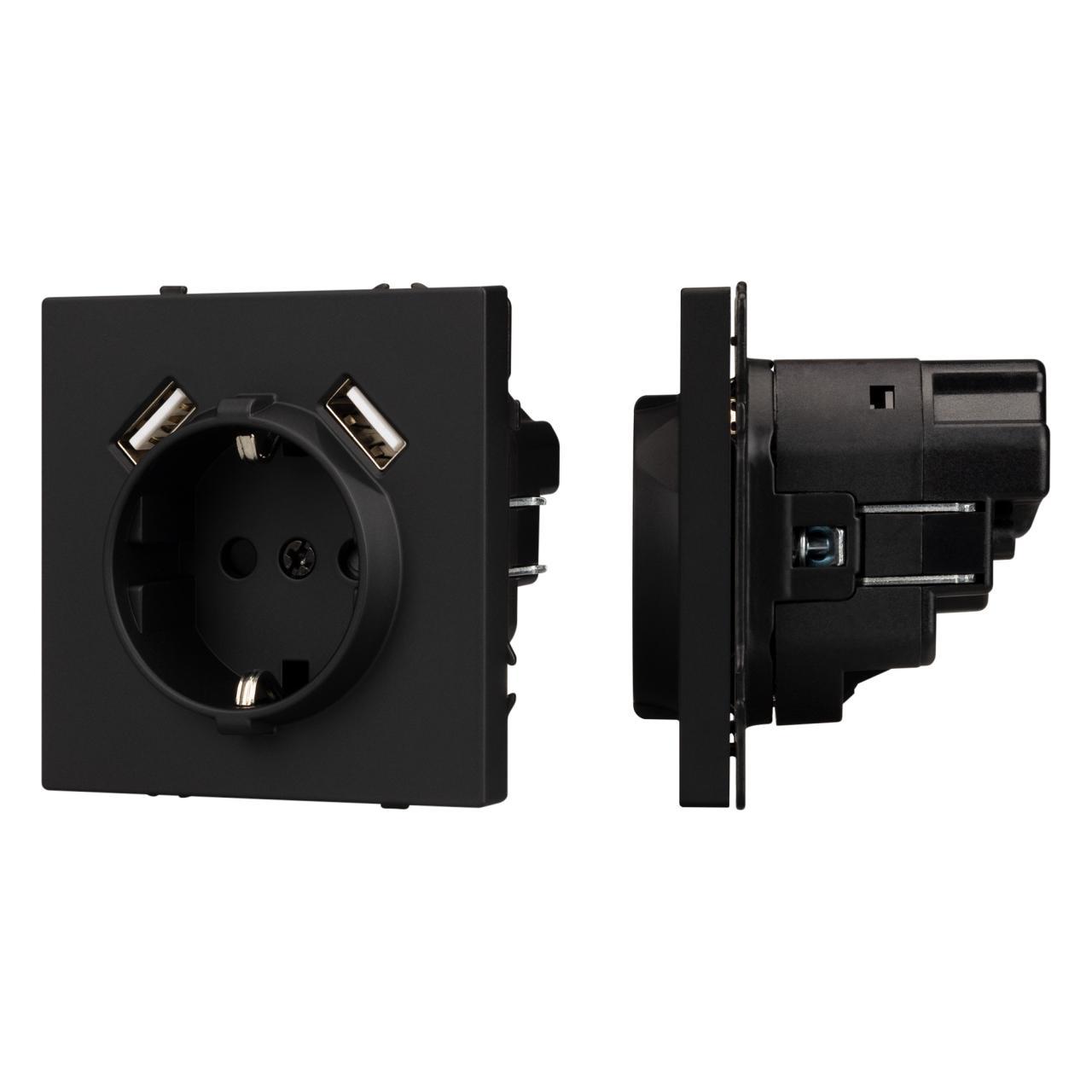 Механизм розетки с USB зарядкой SCT-NOBE-MUAA-SFPL-BK (230V, 16A) Arlight 054289