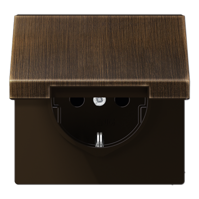 JUNG LS 990 Antik Розетка с/з с крышкой с защитными шторками безвинт. зажим
