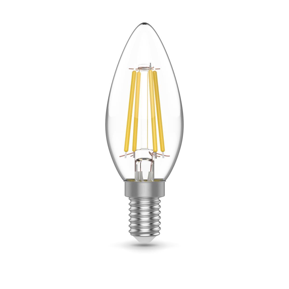 Лампа светодиодная филаментная Gauss E14 4,5W 2700К прозрачная 1031115