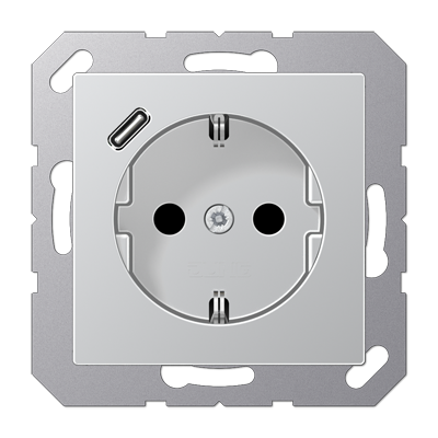 JUNG Розетка SCHUKO® с USB-зарядным устройством, тип С термопласт алюминий