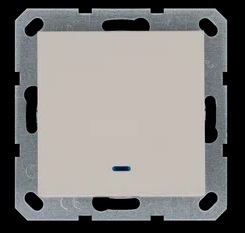 Jasmart Выключатель одноклавишный проходной со светодиодом 10A 250V~ с накладкой, цвет Тауп