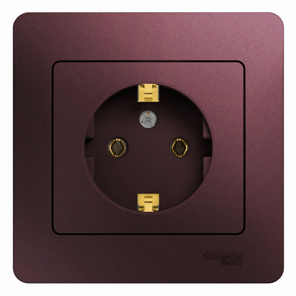 Systeme Electric Glossa Баклажановый Розетка с/з (в сборе)