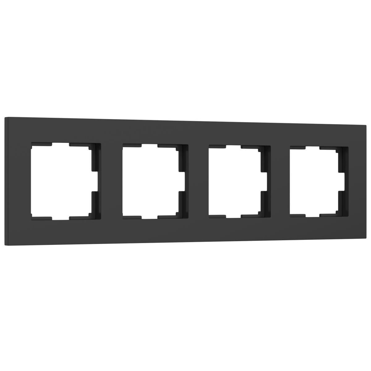 Рамка на 4 поста Werkel Slab черный софт W0042908 4690389193477