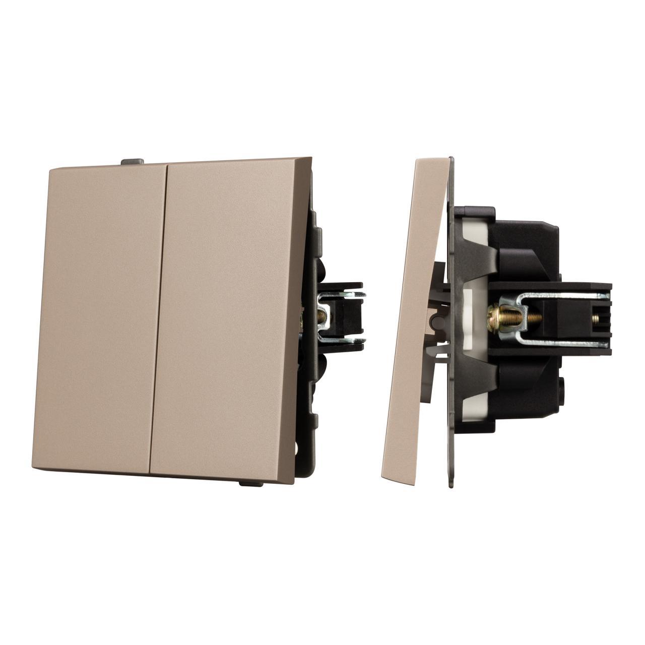 Механизм выключателя двухклавишный непроходной SWT-TENDO-MK02-PL-GD (230V, 10A) Arlight 054061
