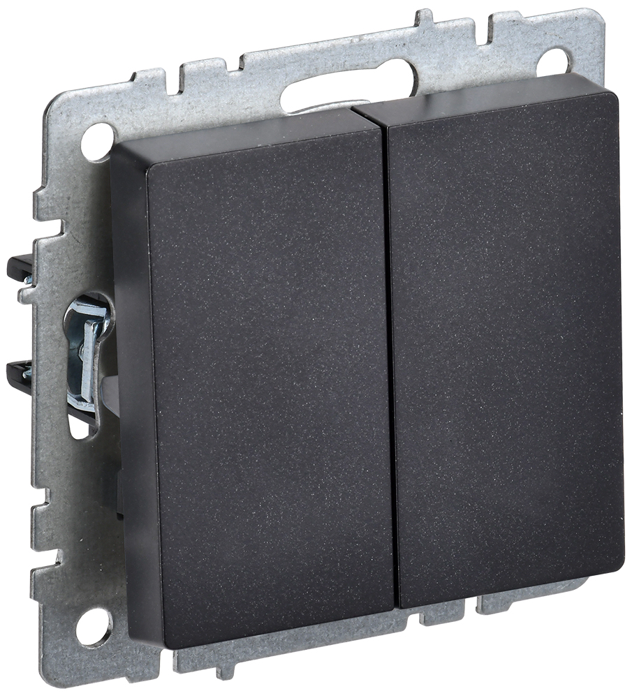 IEK BRITE BASE Черный Выключ. 2-кл прох 10А ВС10-2-6-БрЧ