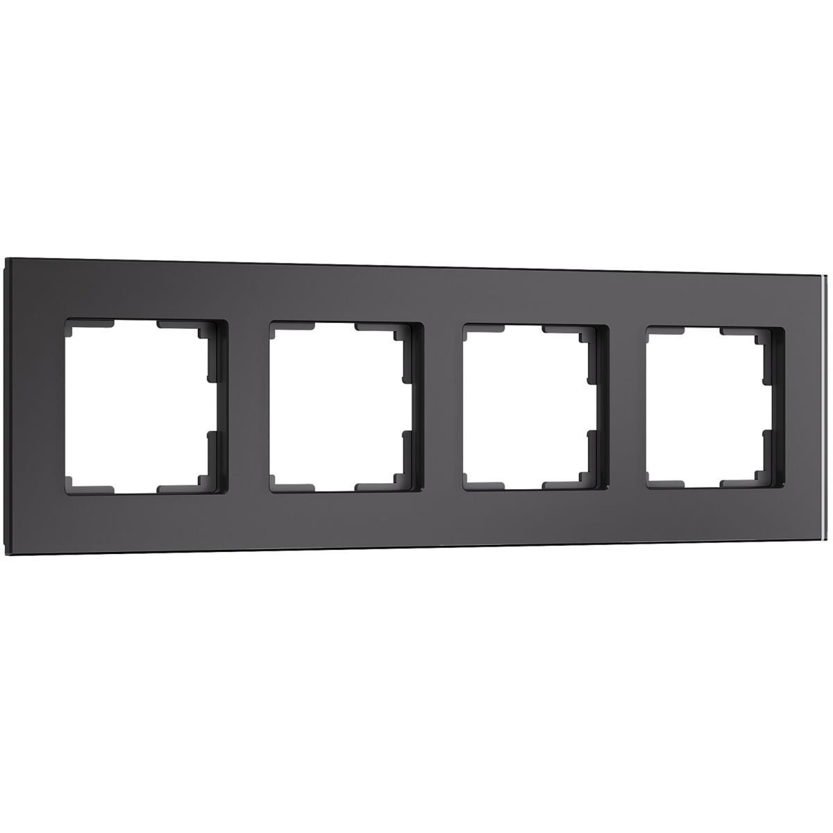 Рамка Werkel Senso на 4 поста черный, стекло soft-touch W0043108 4690389200496