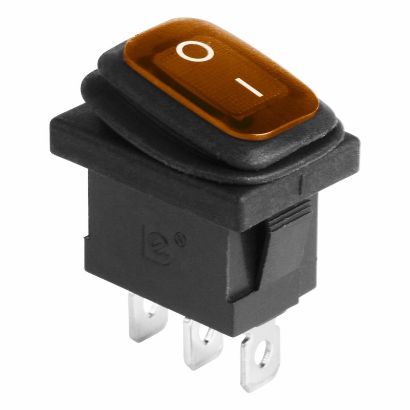 Выключатель клавишный 250V 6А (3с) ON-OFF желтый с подсветкой Mini ВЛАГОЗАЩИТА Rexant
