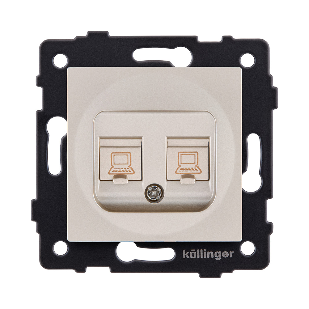 Розетка двойная Ethernet RJ45 Cat.5, золотой Kollinger REA-019GD для Aspekt, Eleganz, Reflex