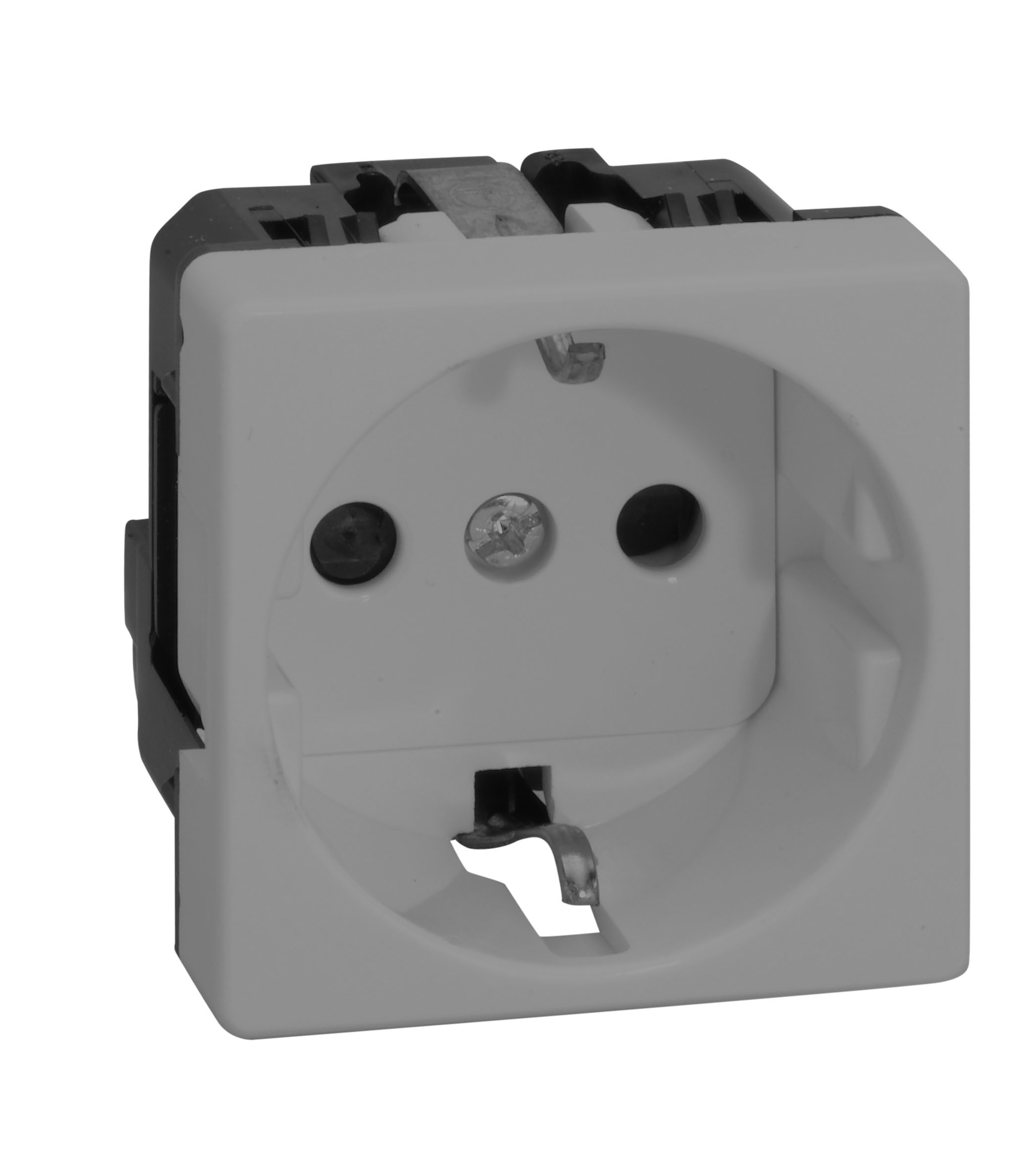Simon 27 Мех Серая Розетка 2к+з Schuko с шторками, винтовой зажим, 10/16А 250V