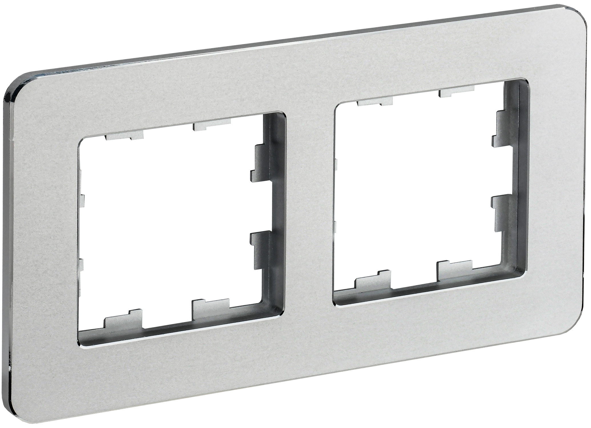 IEK BRITE DECOR Алюминий металл. скругл.угол Рамка 2-м РУ-2-1-Бр RE