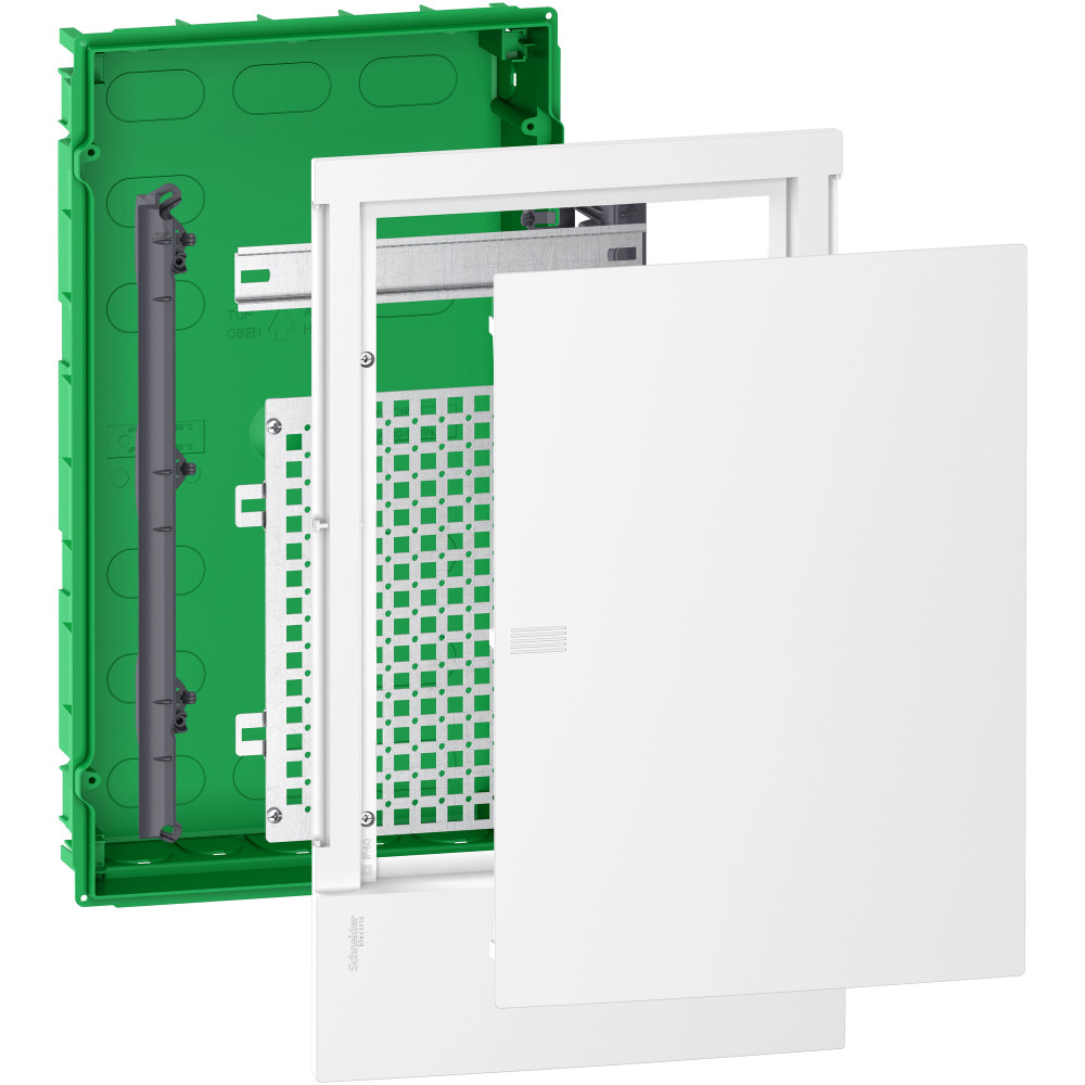 Schneider Electric RESI9 MP (Mini Pragma) IT щит мультимедийный встраеваемый с белой дверью 3 ряда/12 модулей, IP40, IK07, Италия